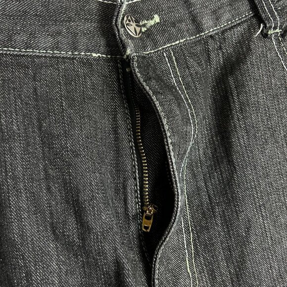 Qruel Baggy Y2K Jeans 44x32 Stitched Pockets Black Gothic Baggy Drag Skater READ - Picture 7 of 9